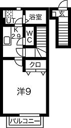 プロパティー長町B 1Kの間取図画像