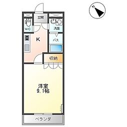 ビューパートK 1Kの間取図画像