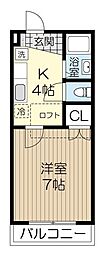 ユングフェルン長町 1Kの間取図画像