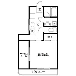 メゾン若林 1SKの間取図画像