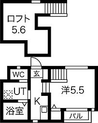 アークテラス河原町 1Kの間取図画像