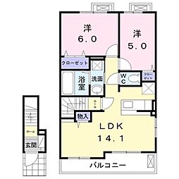 シャルマンR2 2LDKの間取図画像