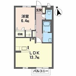 プレジール参番館 1LDKの間取図画像