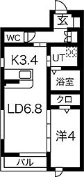 シエリア 1LDKの間取図画像