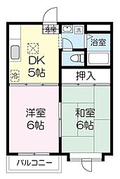 ジュネパレス山田2 2DKの間取図画像
