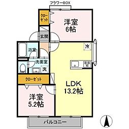 セジュールパーク 2LDKの間取図画像