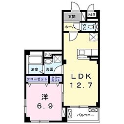 ドゥ・セードル利府 1LDKの間取図画像