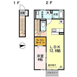 プリムヴェール 1LDKの間取図画像