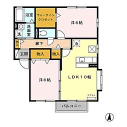 グリーンコート城南F 2LDKの間取図画像