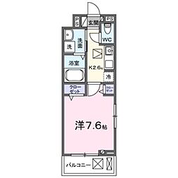 フェルヴォーレ 1Kの間取図画像