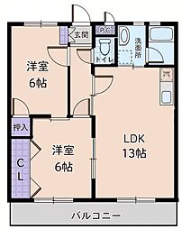 プリンス桜 3DKの間取図画像
