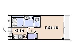 サウザンドグラス 2階1Kの間取り