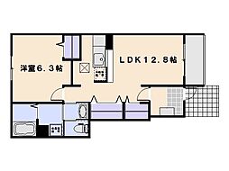 セレノII 1階1LDKの間取り