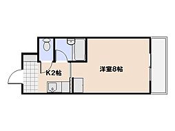 サンローレル串戸 1Kの間取図画像