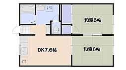 リバーサイド阿品 2DKの間取図画像