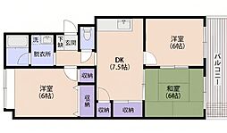 ナナツマチコーポA 3DKの間取図画像