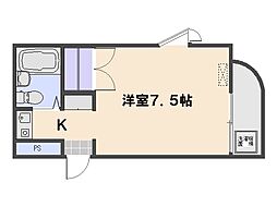 ウエストコート 1Kの間取図画像