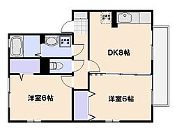 サンハイツB 2DKの間取図画像