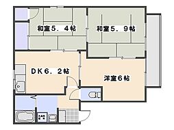 フレグランスKMC 2LDKの間取図画像