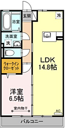 ウィルモア夷山B 1LDKの間取図画像