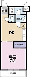 メゾン城西 1DKの間取図画像