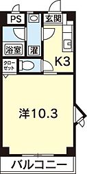 ミューズワン 1Kの間取図画像
