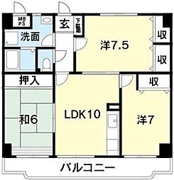 サンライズアベニュー 3LDKの間取図画像