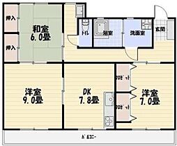 葵ハイツ冨永 3DKの間取図画像