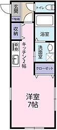 花ぽーと2 ワンルームの間取図画像