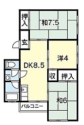 城見ハイツ 3DKの間取図画像