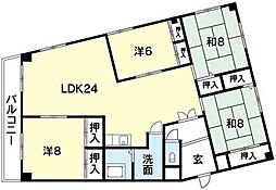 サンシャイン木村ハイツ3 4LDKの間取図画像