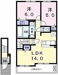 ボヌールメゾンB 2LDKの間取図画像