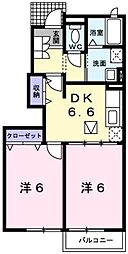 ニューカムリーA 2DKの間取図画像