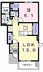 パストラーレA 1LDKの間取図画像