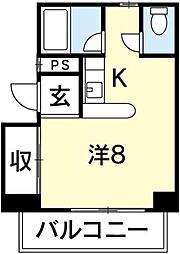 レジデンス佐古一番館 ワンルームの間取図画像