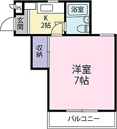 アンソレイエ参番館A棟 1Kの間取図画像