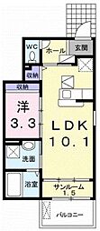 ボヌールA 1LDKの間取図画像