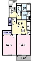 ニューカムリーB 2DKの間取図画像