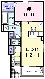 カーサ八万1 1LDKの間取図画像