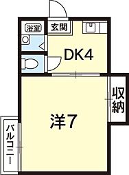 北田ビル 1Kの間取図画像