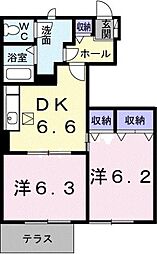 サンリットA 2DKの間取図画像