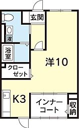 常三島館 1Kの間取図画像