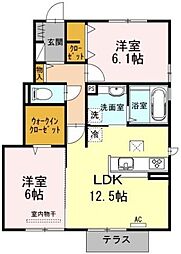 リアン 2LDKの間取図画像