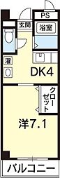 ラ・フォーレ城東 1DKの間取図画像