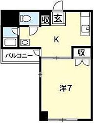 グリーンハイツ蔵本 1Kの間取図画像