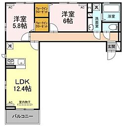 ミルキー住吉 2LDKの間取図画像
