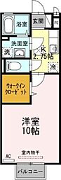 サニーガーデンB 1Kの間取図画像