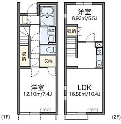 レオネクスト住吉B 2LDKの間取図画像