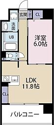 ヴァンドーム新蔵 1LDKの間取図画像