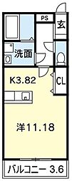 蛭子ガーデンテラス 1Kの間取図画像